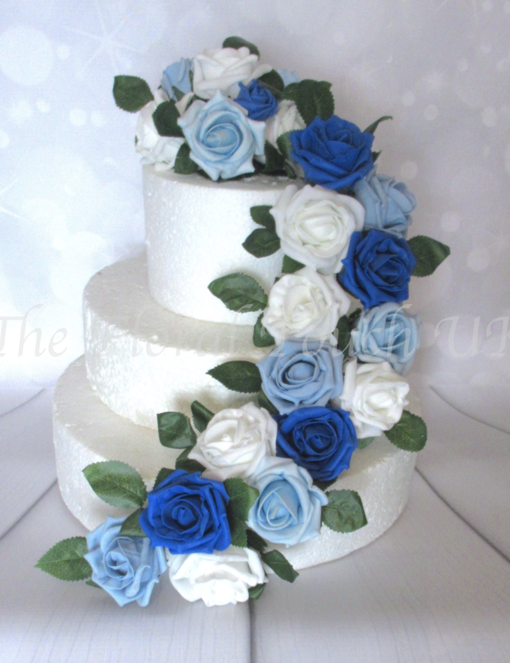 Royal Blue & White Cake Flowers 